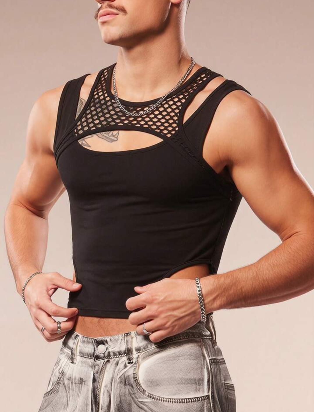 Eclipse Net Panel Crop Tank